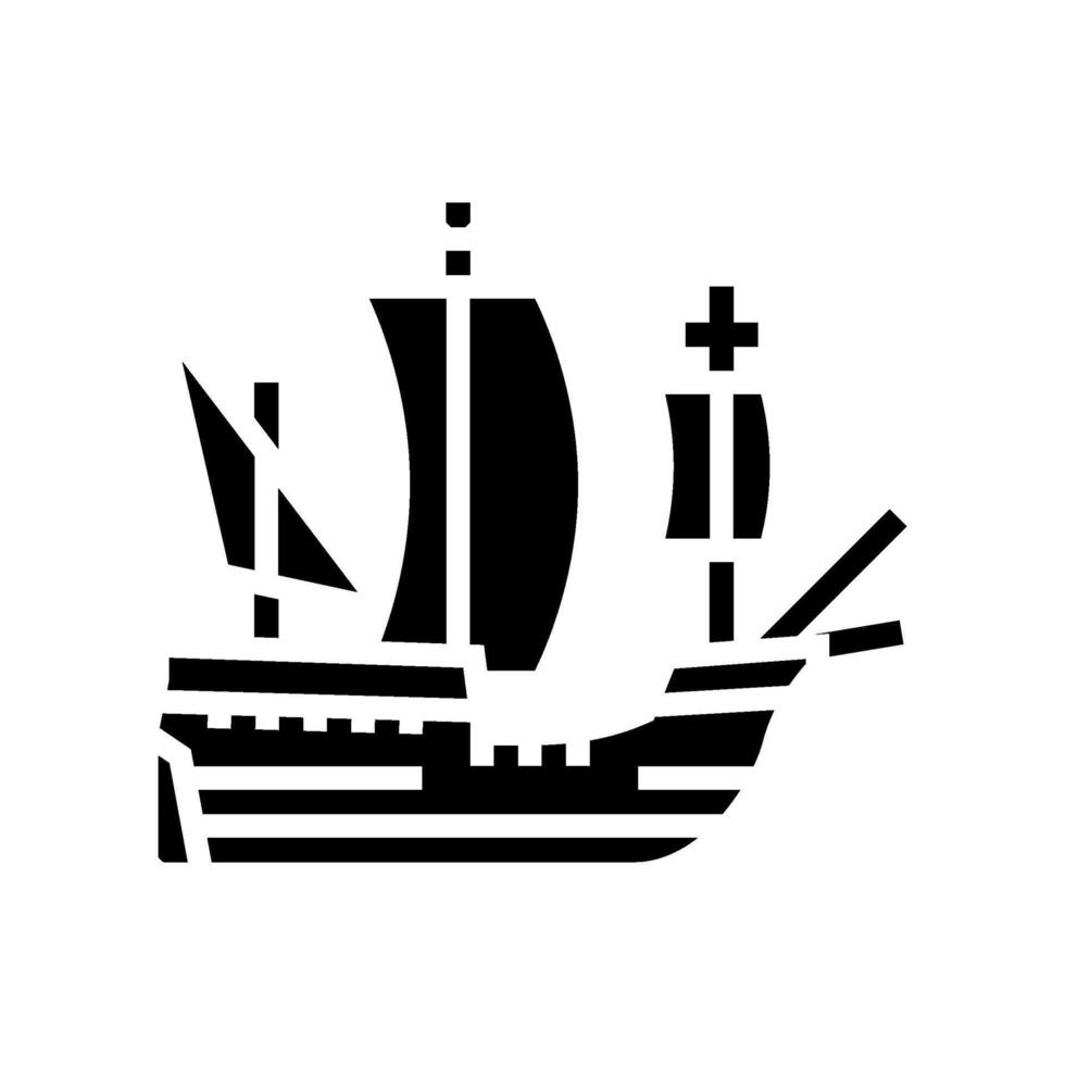 carrack ancient ship glyph icon illustration vector
