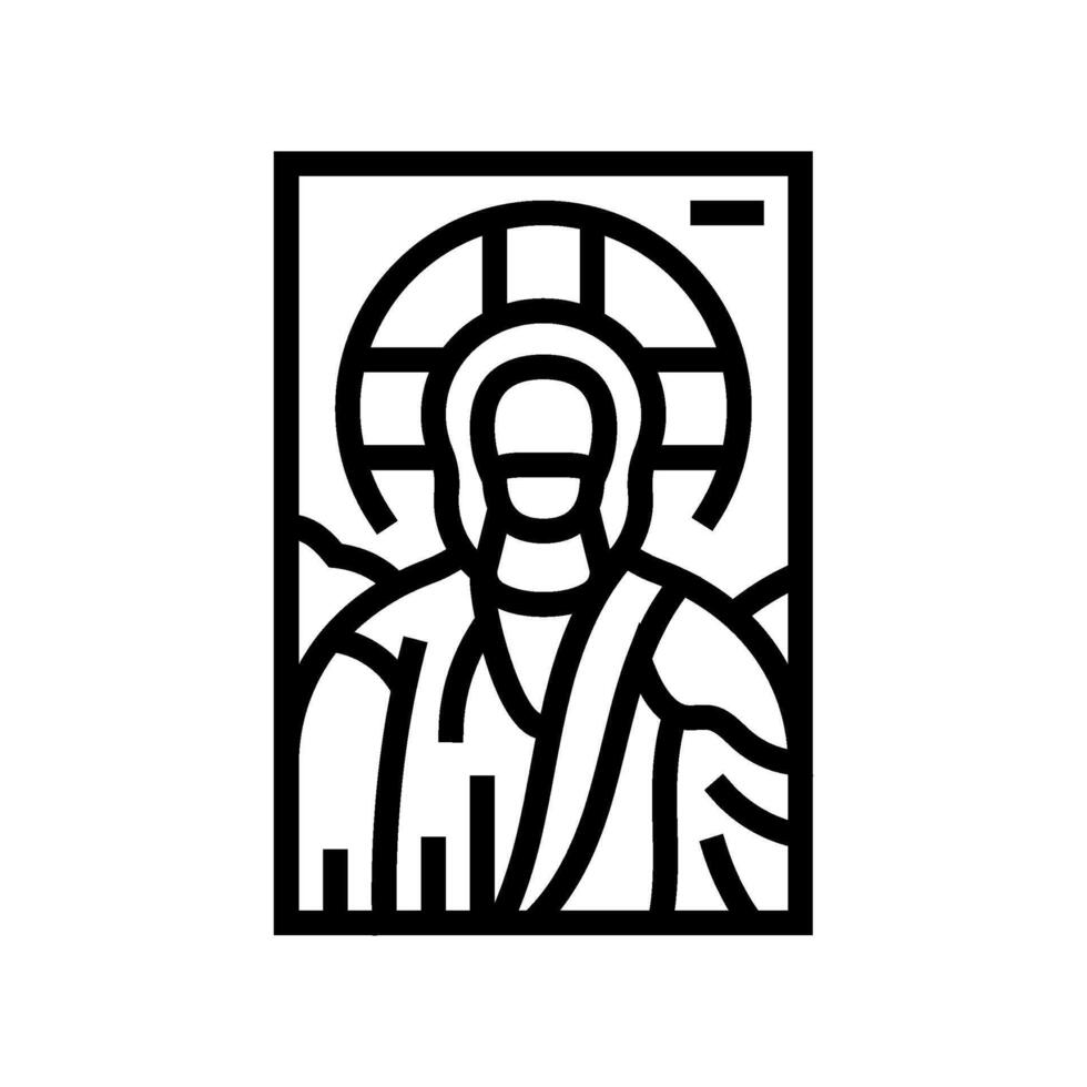mosaic christ byzantine line icon illustration vector