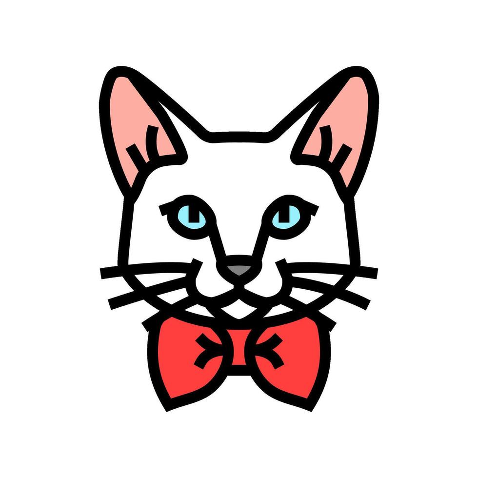 bowtie cat breeding color icon illustration vector