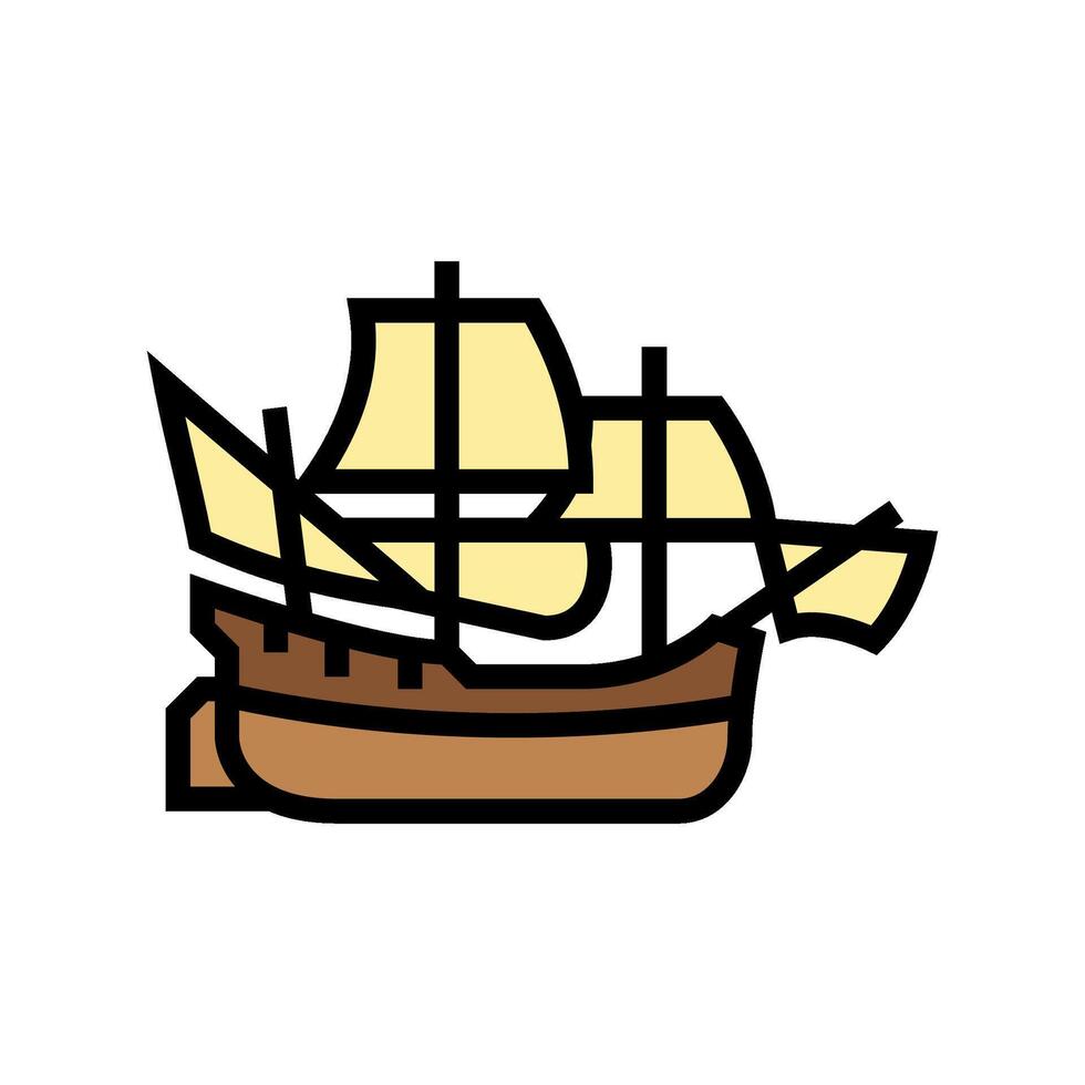 fluyt ancient ship color icon illustration vector