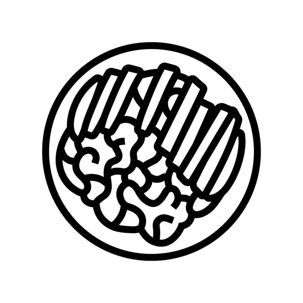 alfredo chicken food line icon illustration vector
