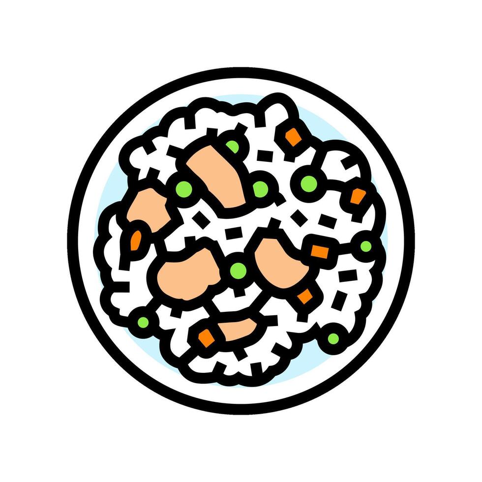 fried rice chicken dish color icon illustration vector