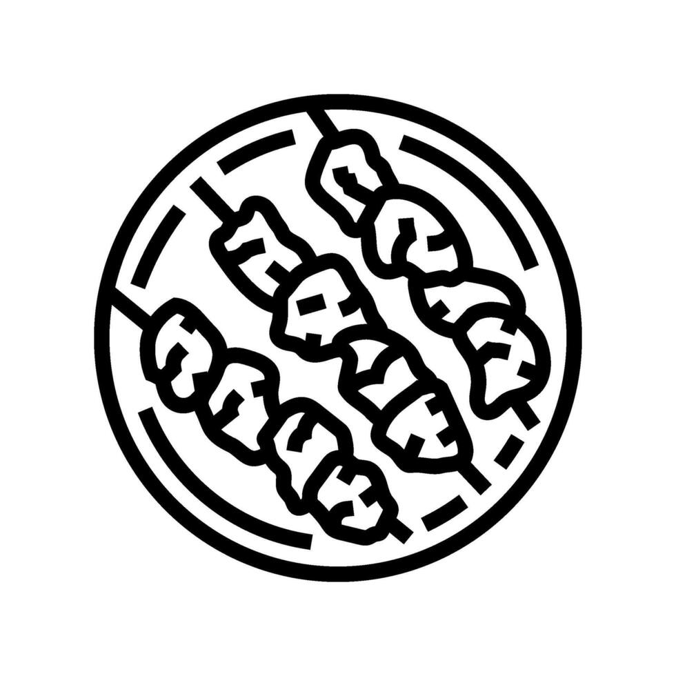 souvlaki chicken dish line icon illustration vector