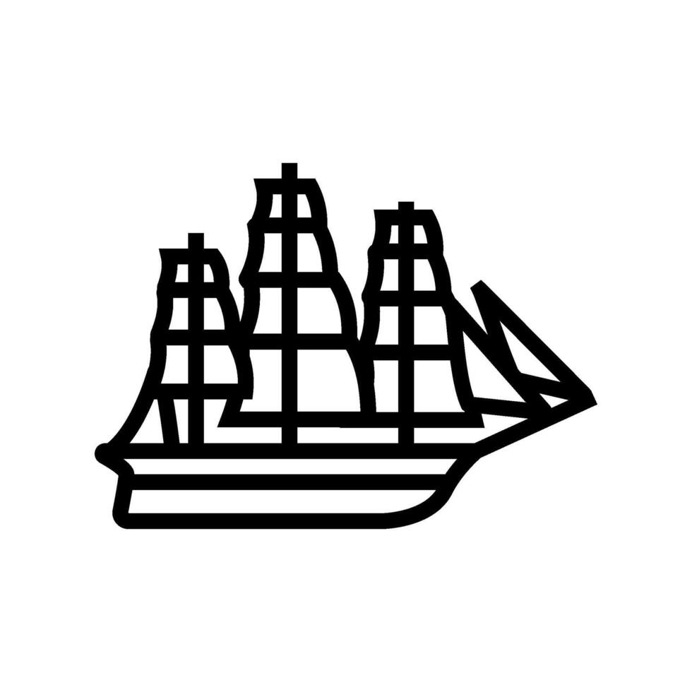 clipper ancient ship line icon illustration vector