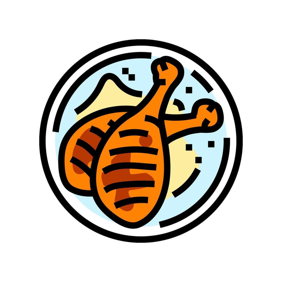 leg chicken dish color icon illustration vector