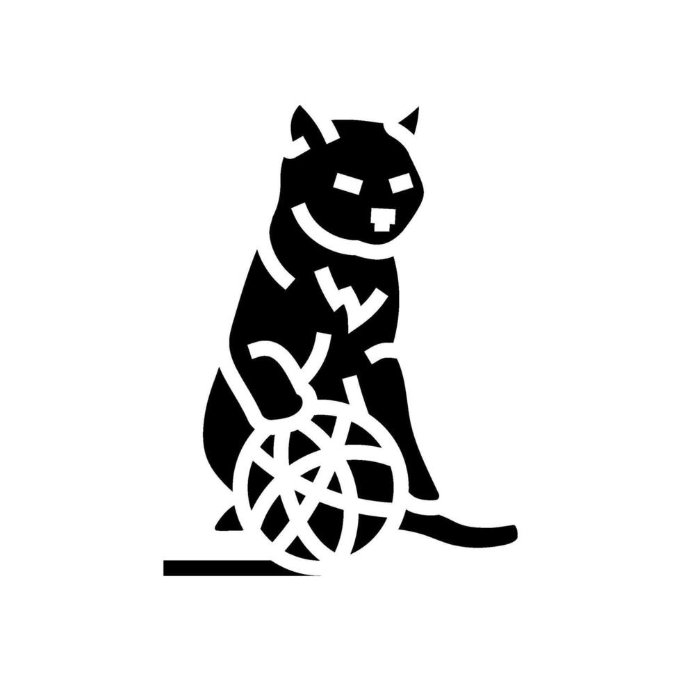 and yarn ball cat breeding glyph icon illustration vector