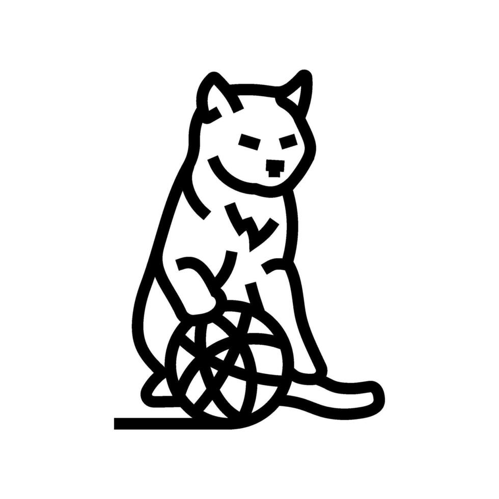 and yarn ball cat breeding line icon illustration vector