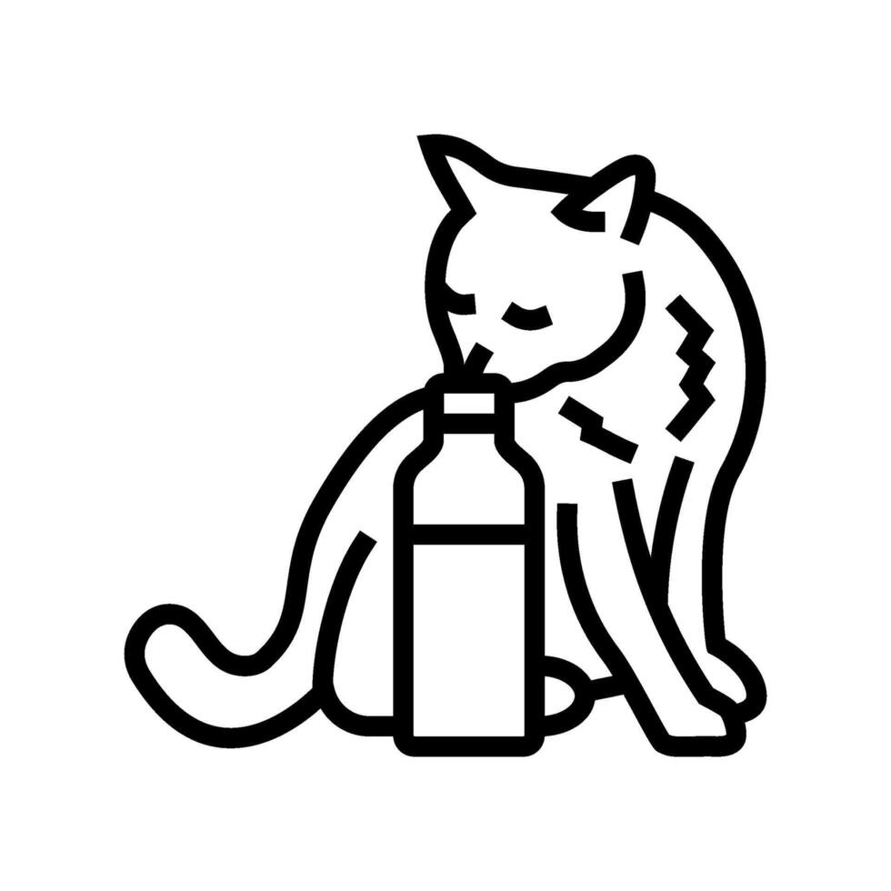 milk bottle cat breeding line icon illustration vector