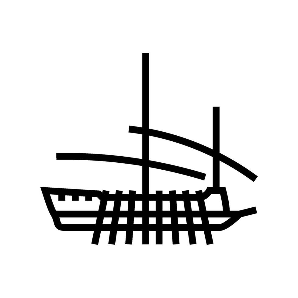 galleon ancient ship line icon illustration vector