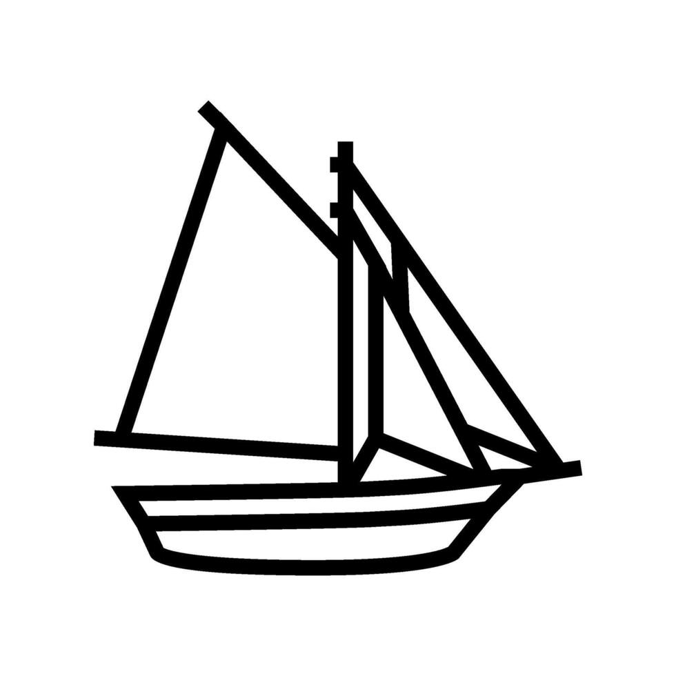 sloop ancient ship line icon illustration vector