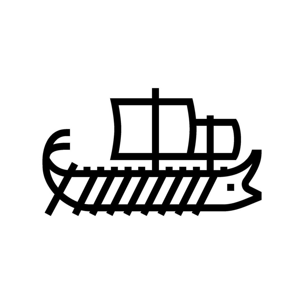 dhow ancient ship line icon illustration vector