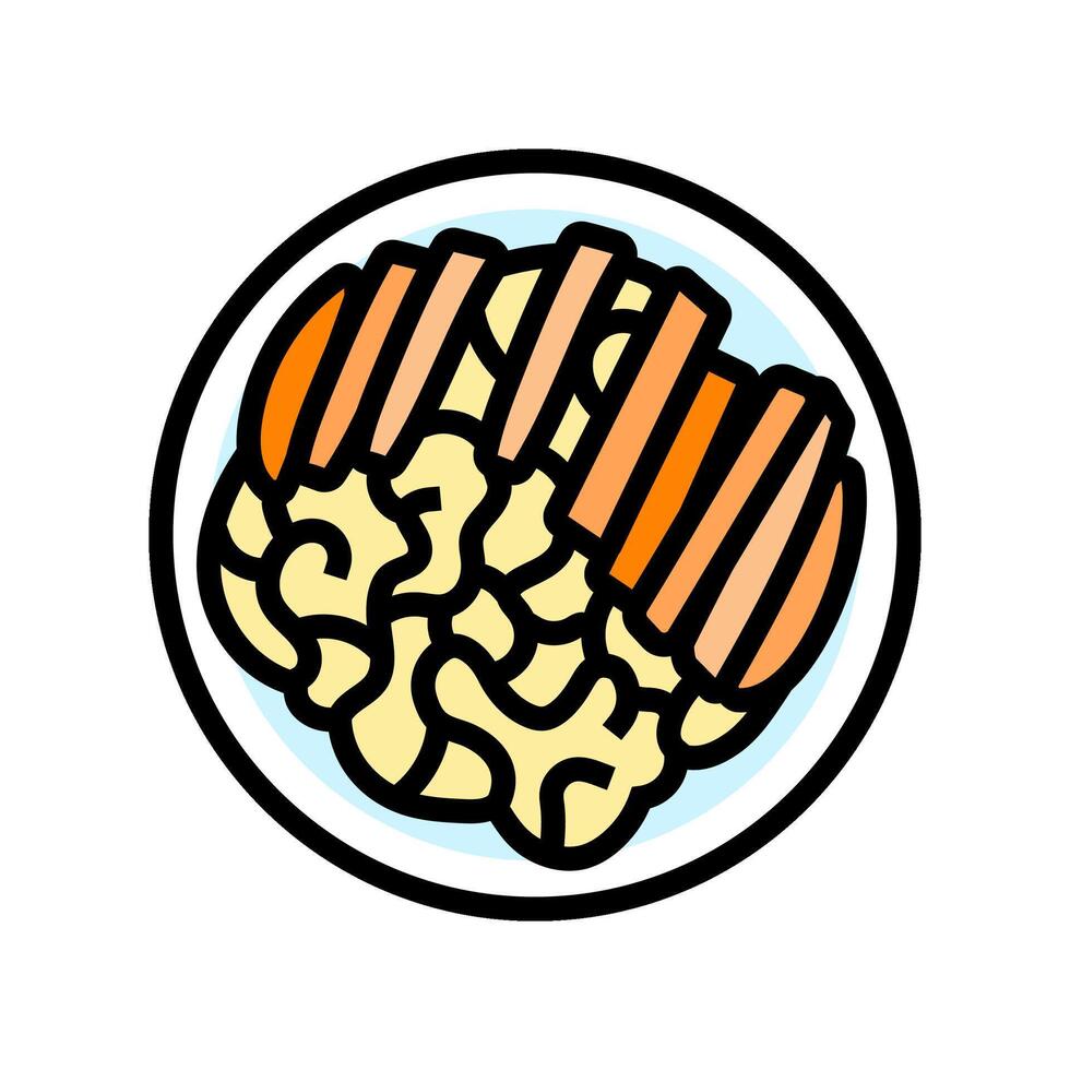 alfredo chicken food color icon illustration vector