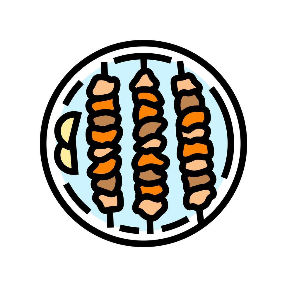satay chicken food color icon illustration vector