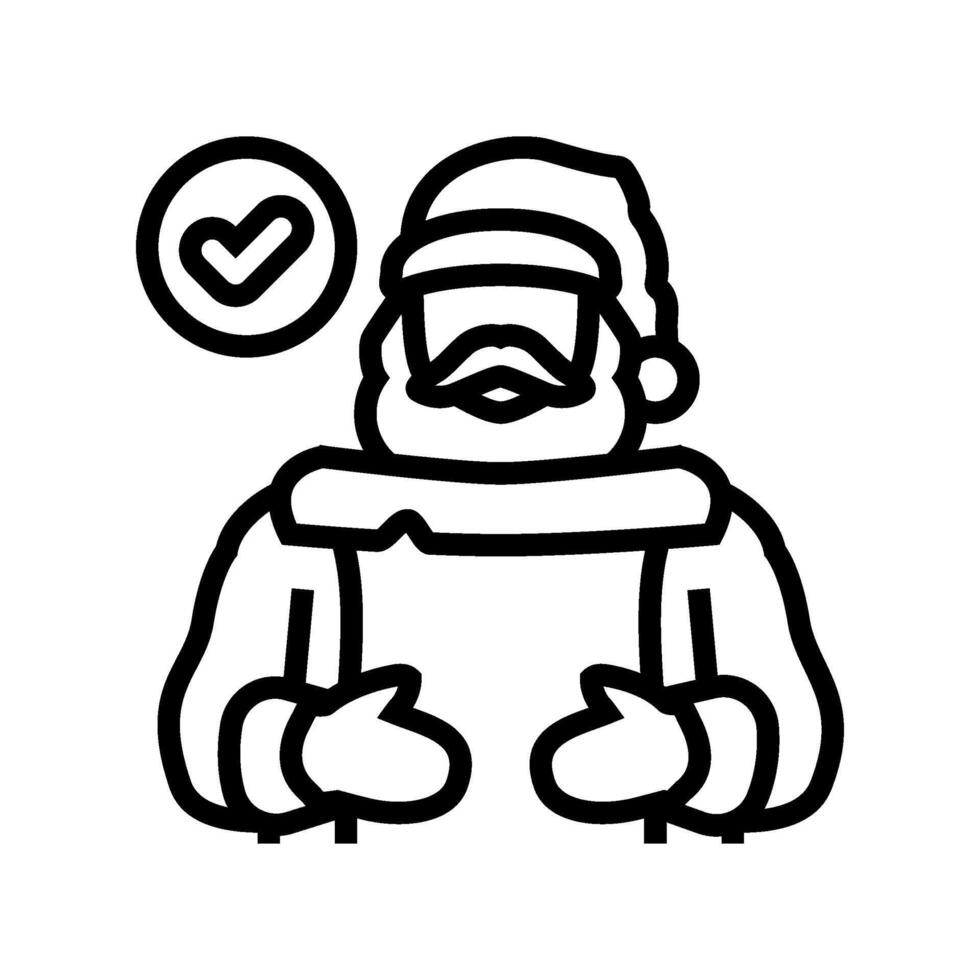 santa claus checking his list line icon illustration vector