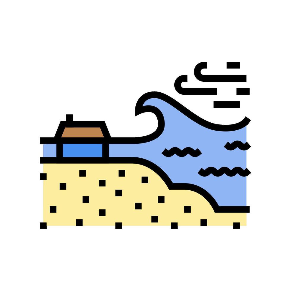 storm surge flooding hurricane disaster color icon illustration vector