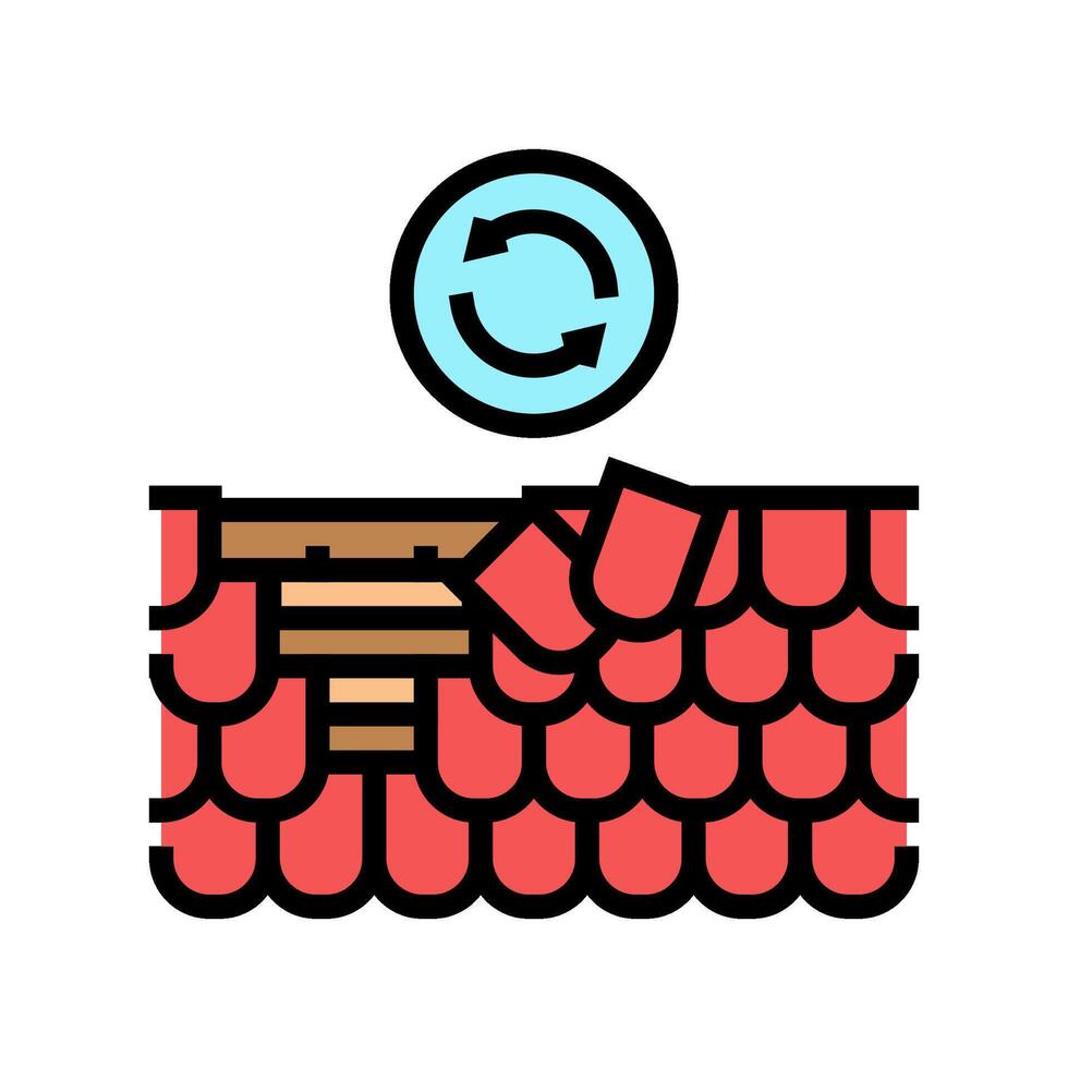 roof shingle replacement home maintenance color icon illustration vector