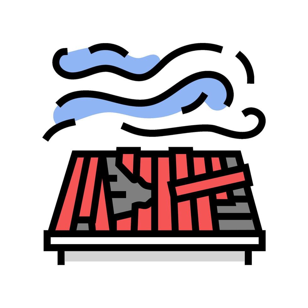 damaged roof hurricane disaster color icon illustration vector