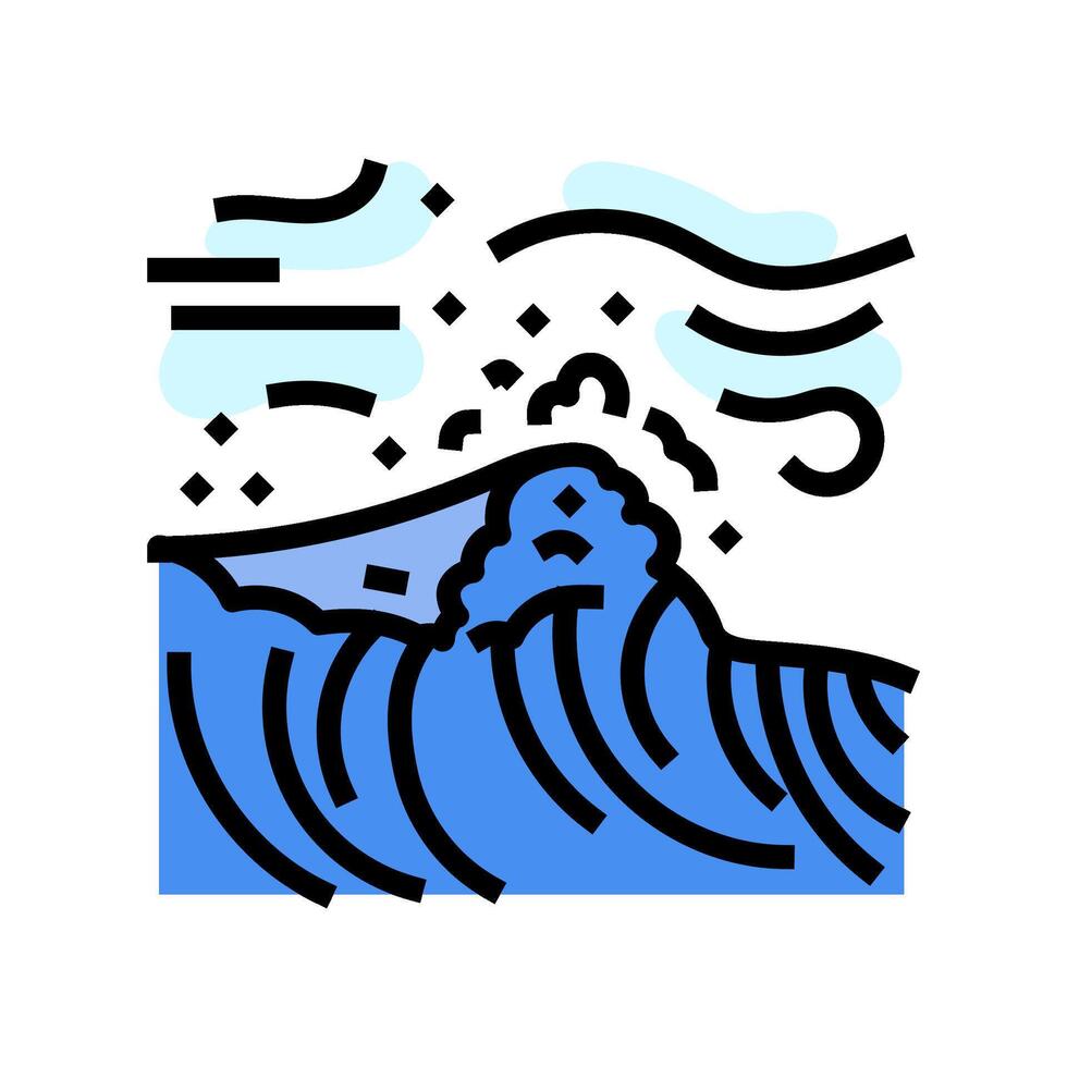 high waves hurricane disaster color icon illustration vector