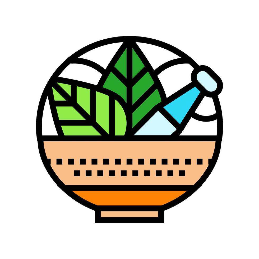 herbal medicine ayurveda color icon illustration vector