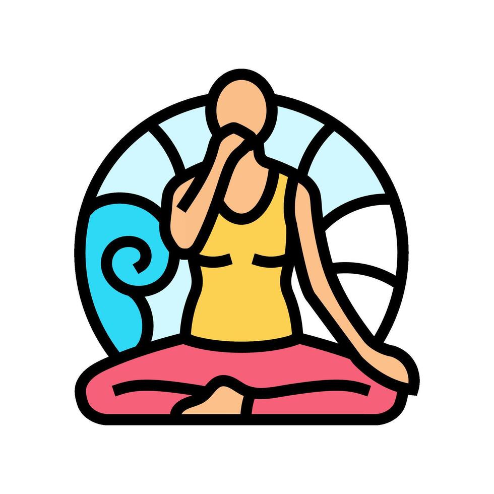 pranayama ayurveda color icon illustration vector