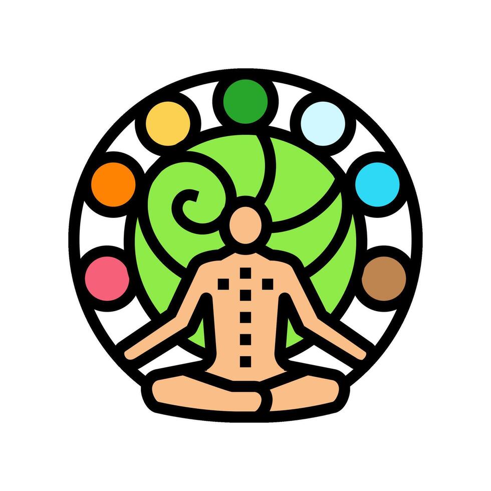 chakras ayurveda color icon illustration vector