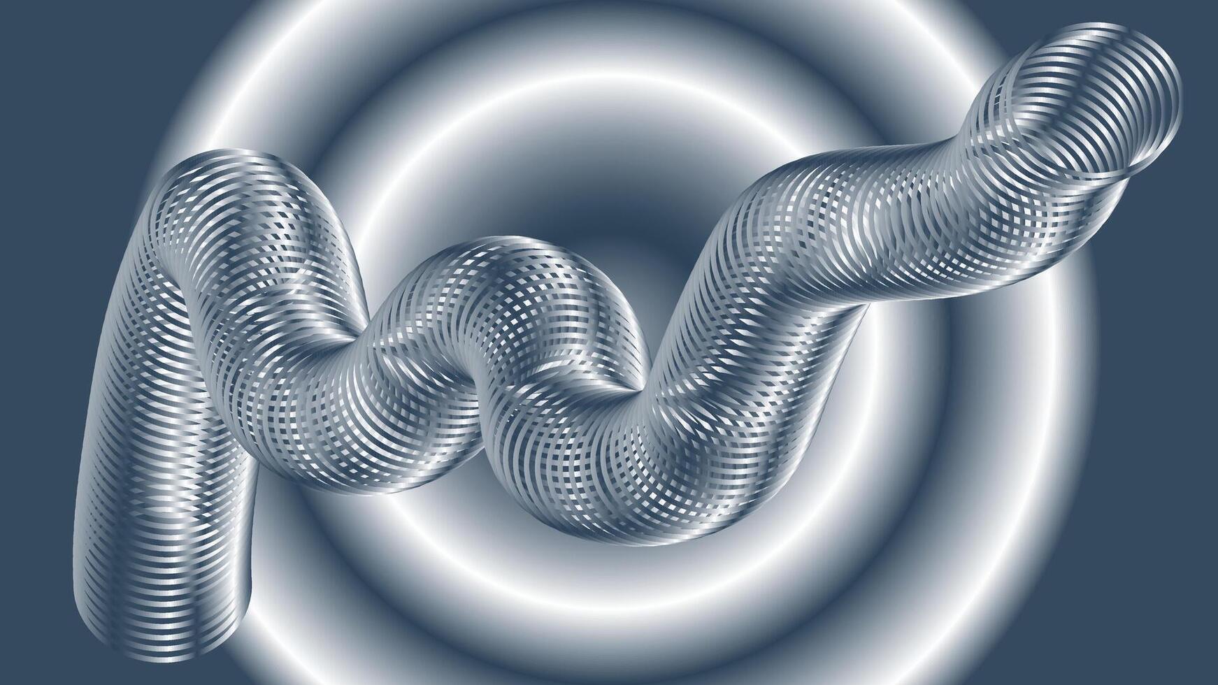 Silver abstract background with wavy pipe of circles vector