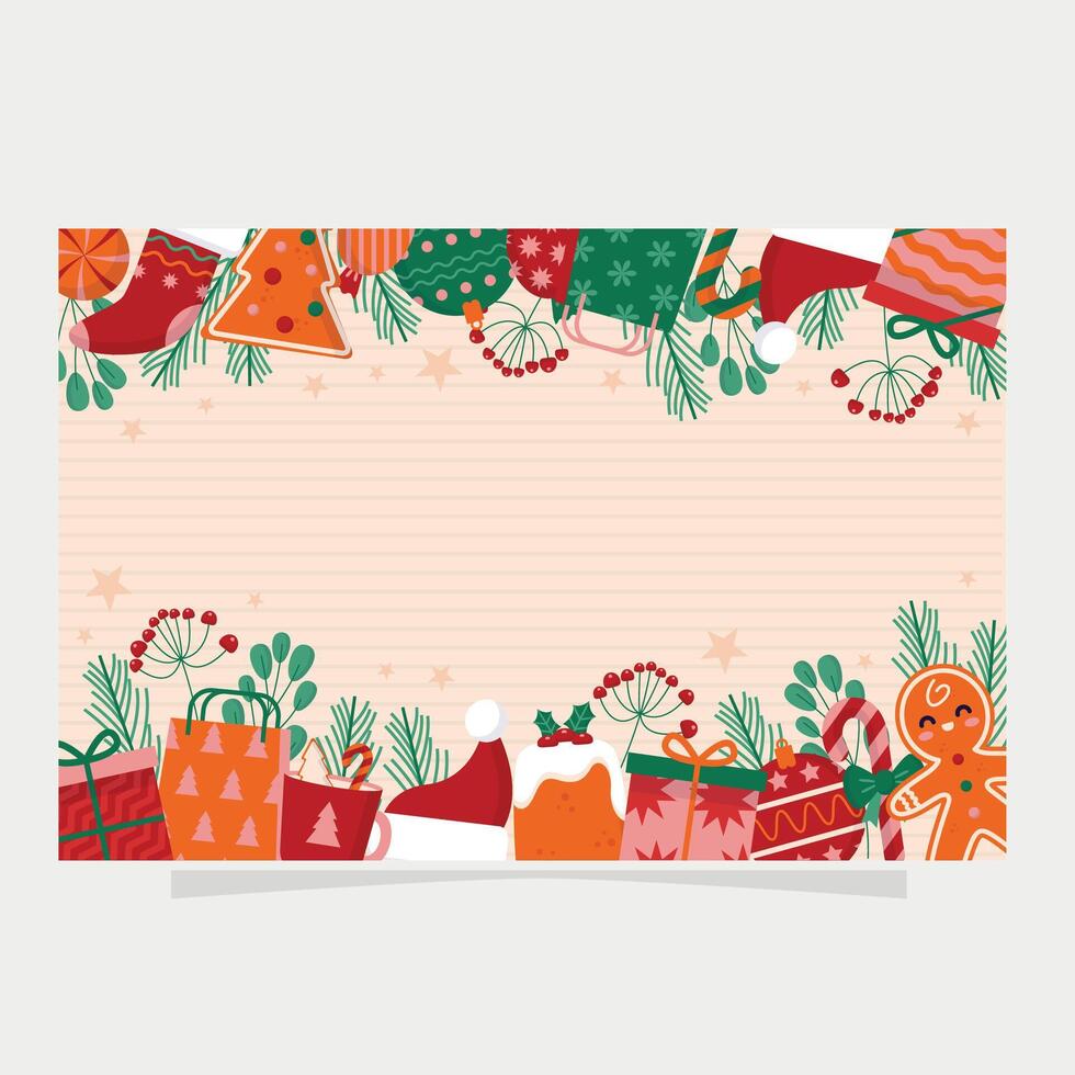 Snowy Christmas Background with Elegant Winter Decorations vector