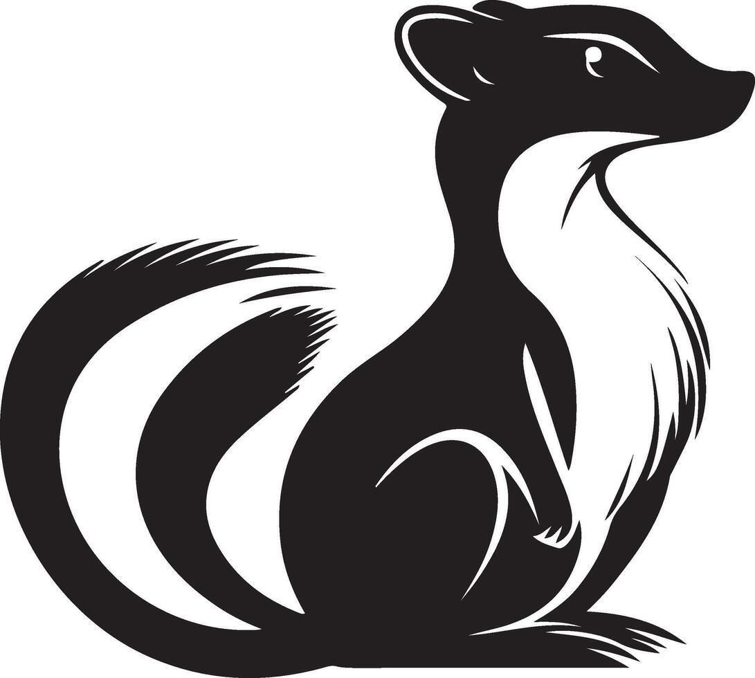 black and white skunk sitting on it hind legs vector