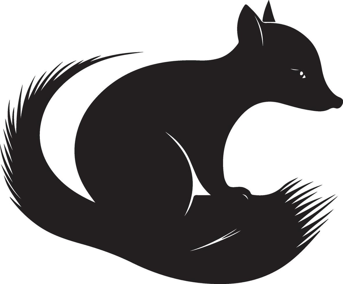 black silhouette of a squirrel sitting on a branch vector