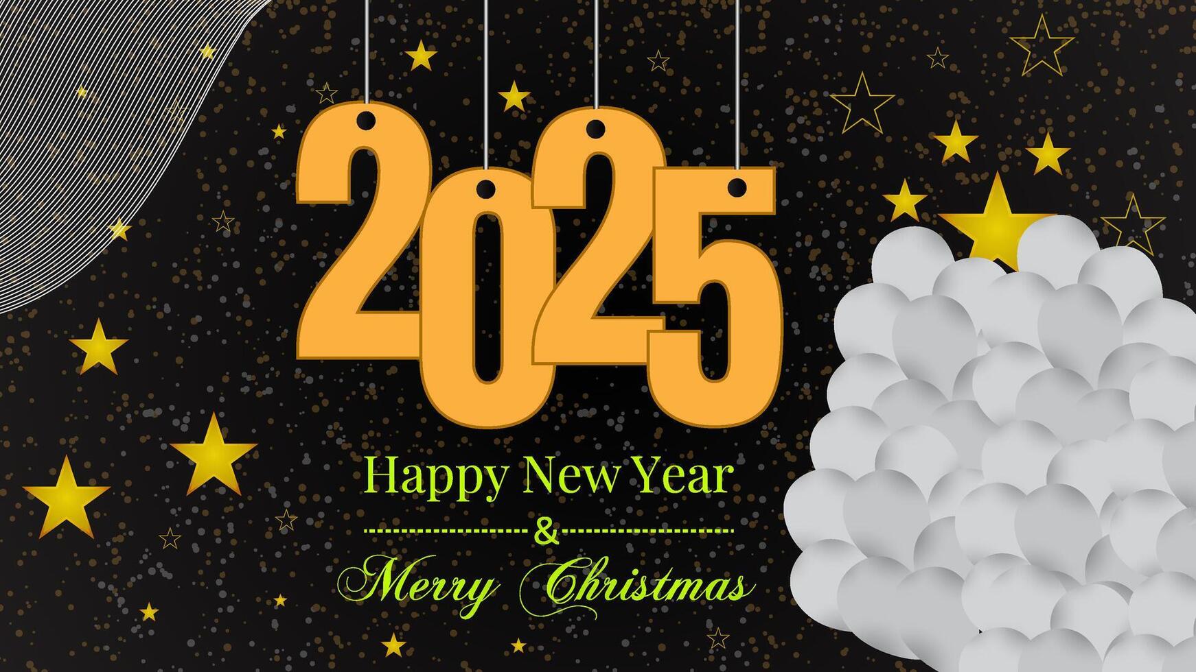 Merry Christmas and Happy New Year Luxury Typography 2025 Elegant Background Design vector