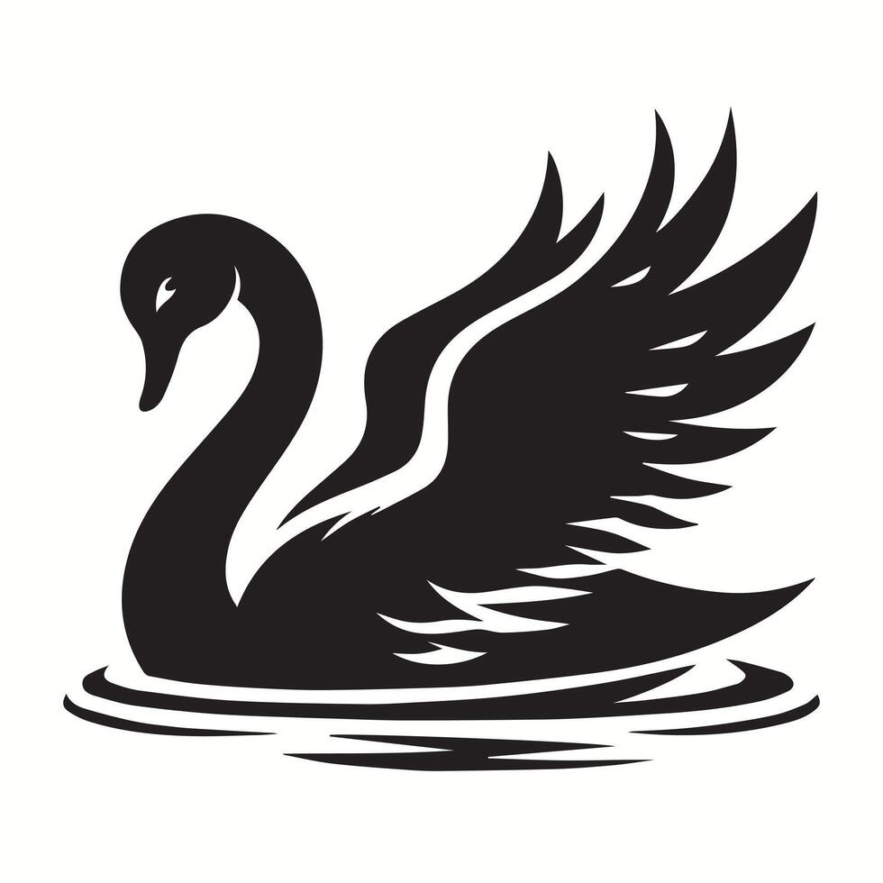 a black swan on a white background vector