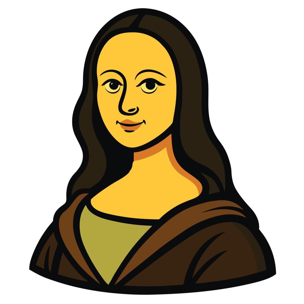 Mona Lisa icon cartoon style icon white background vector