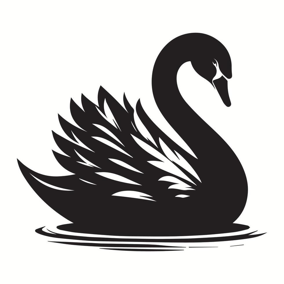 swan silhouette on white background vector