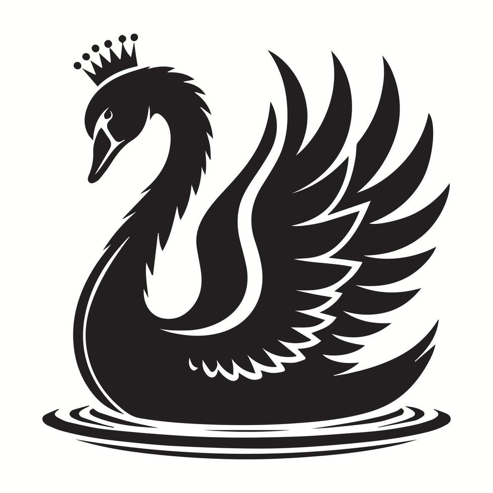 black swan with a crown on its head vector