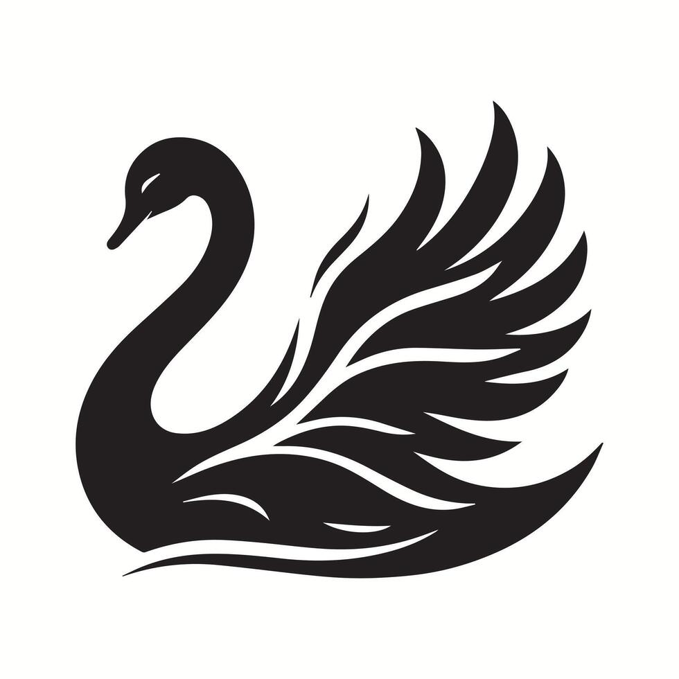 a black swan on a white background vector