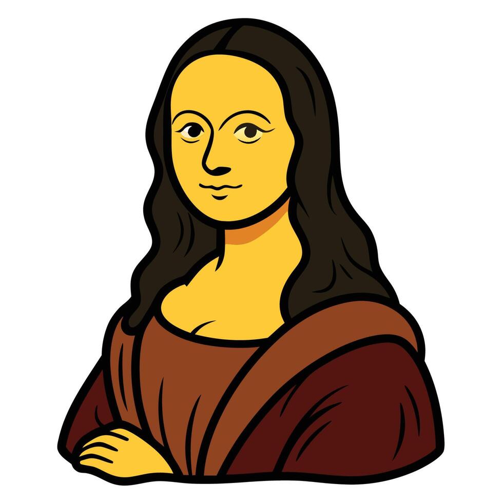 Mona Lisa cartoon white background vector