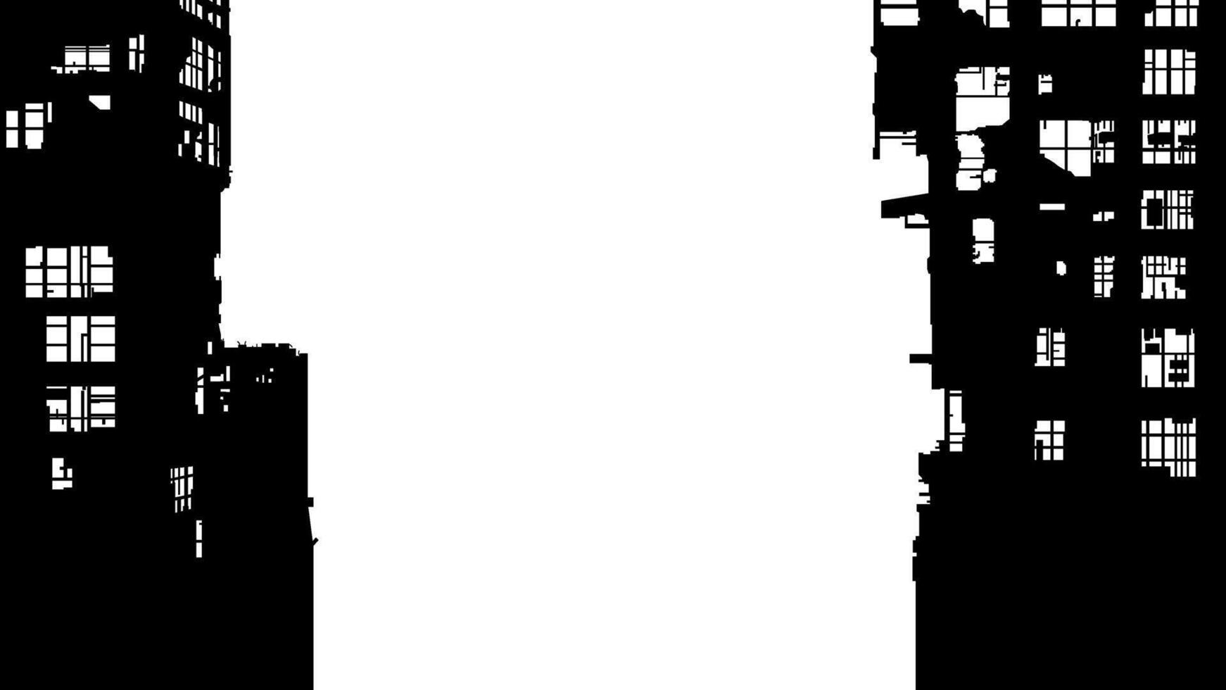 black silhouette of a destroyed building without background vector