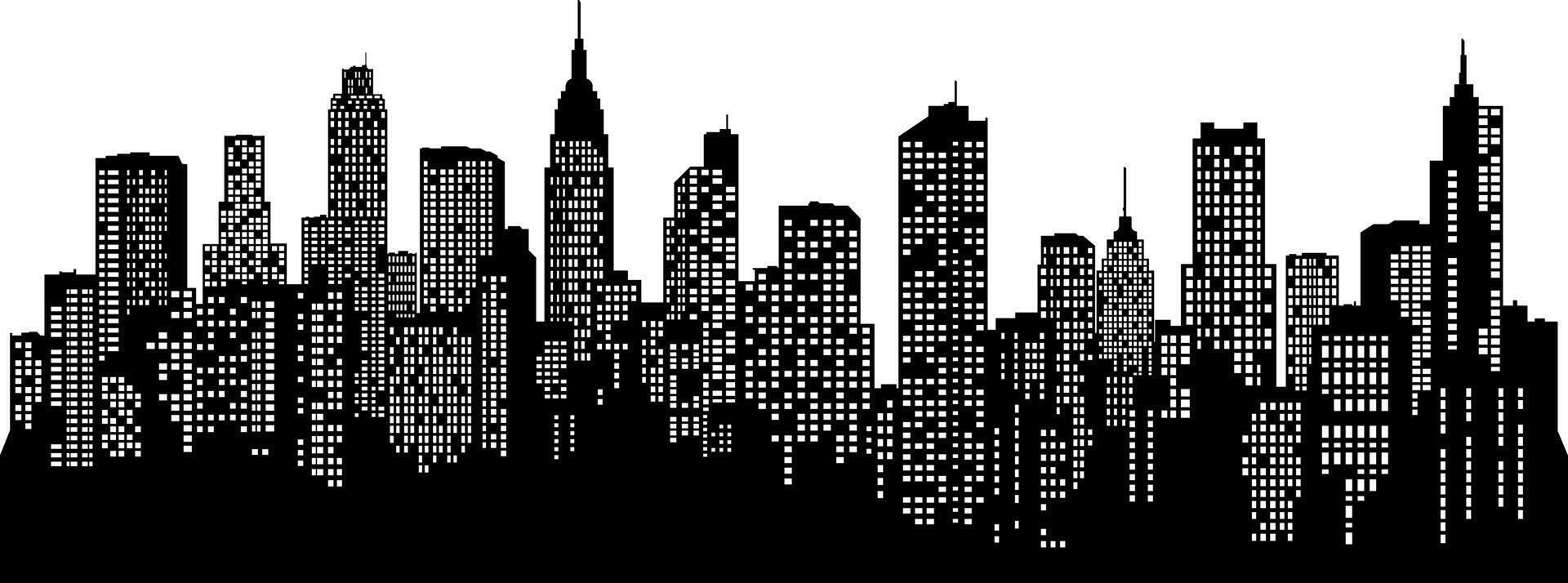black and white city silhouette without background vector