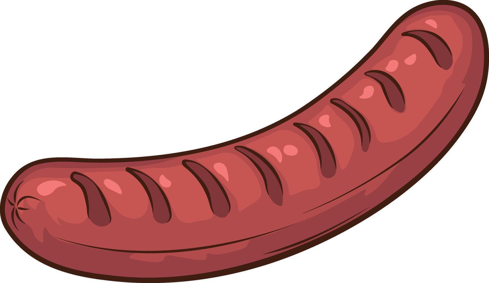 drawing of sausage or sausage fried on the grill without background vector
