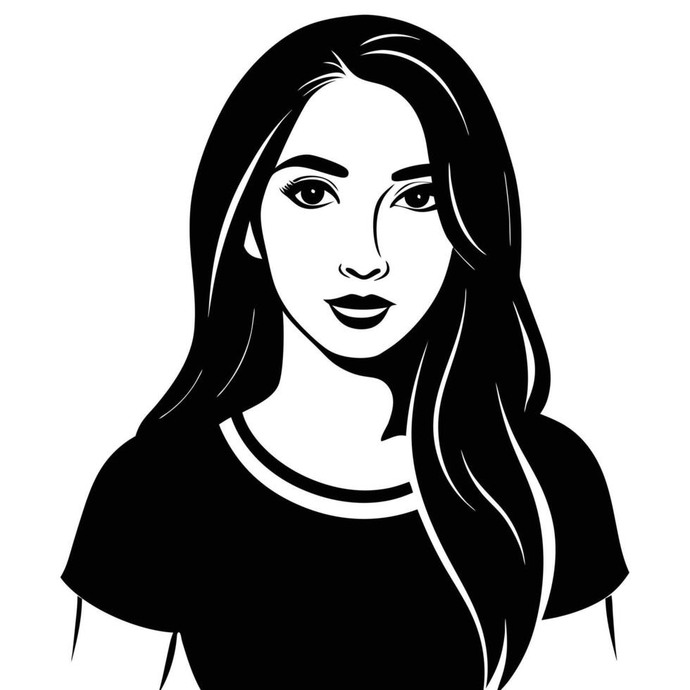 a black and white illustration of a woman's face vector