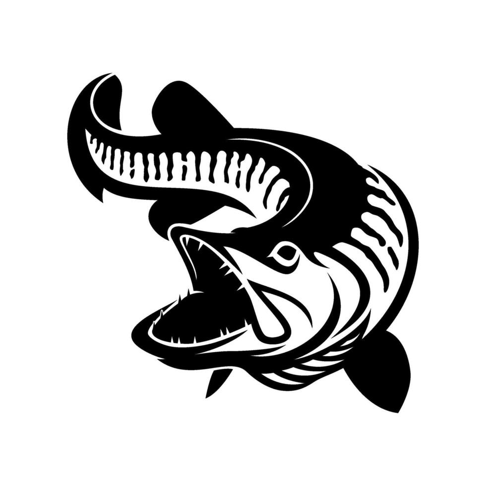 muskie fishing with its mouth wide open vector