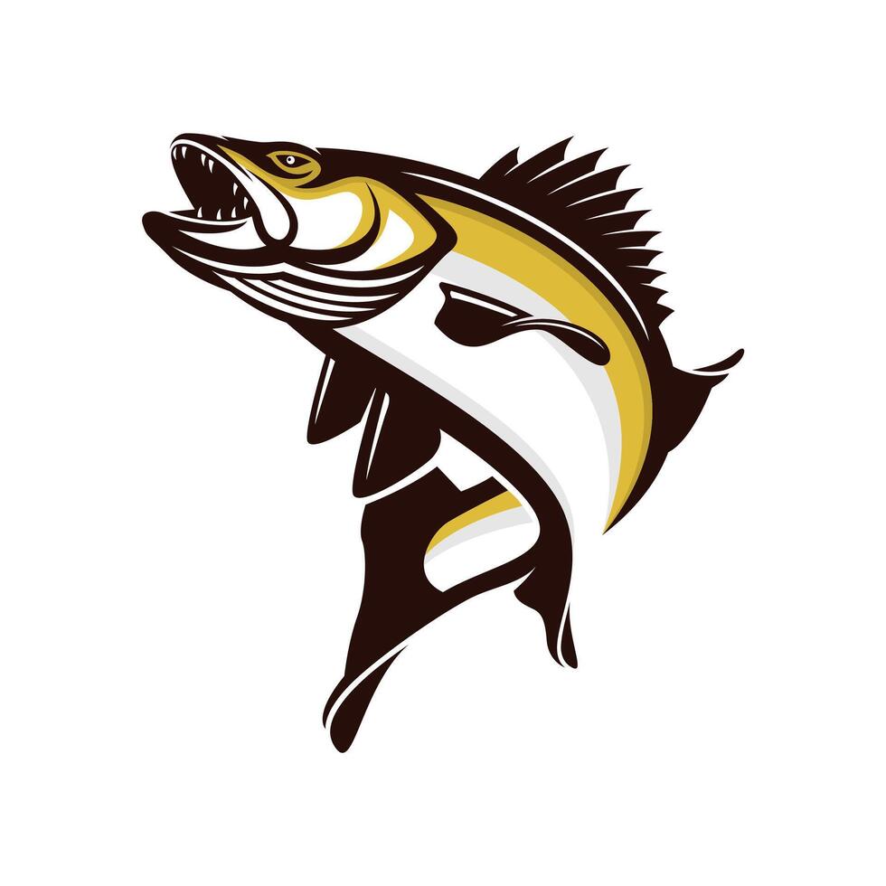 Walleye fishing is opening its mouth and jumping high vector