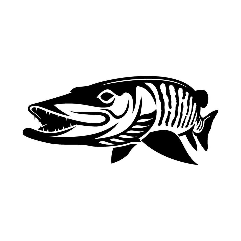 muskie fishing swimming leisurely with mouth slightly open vector