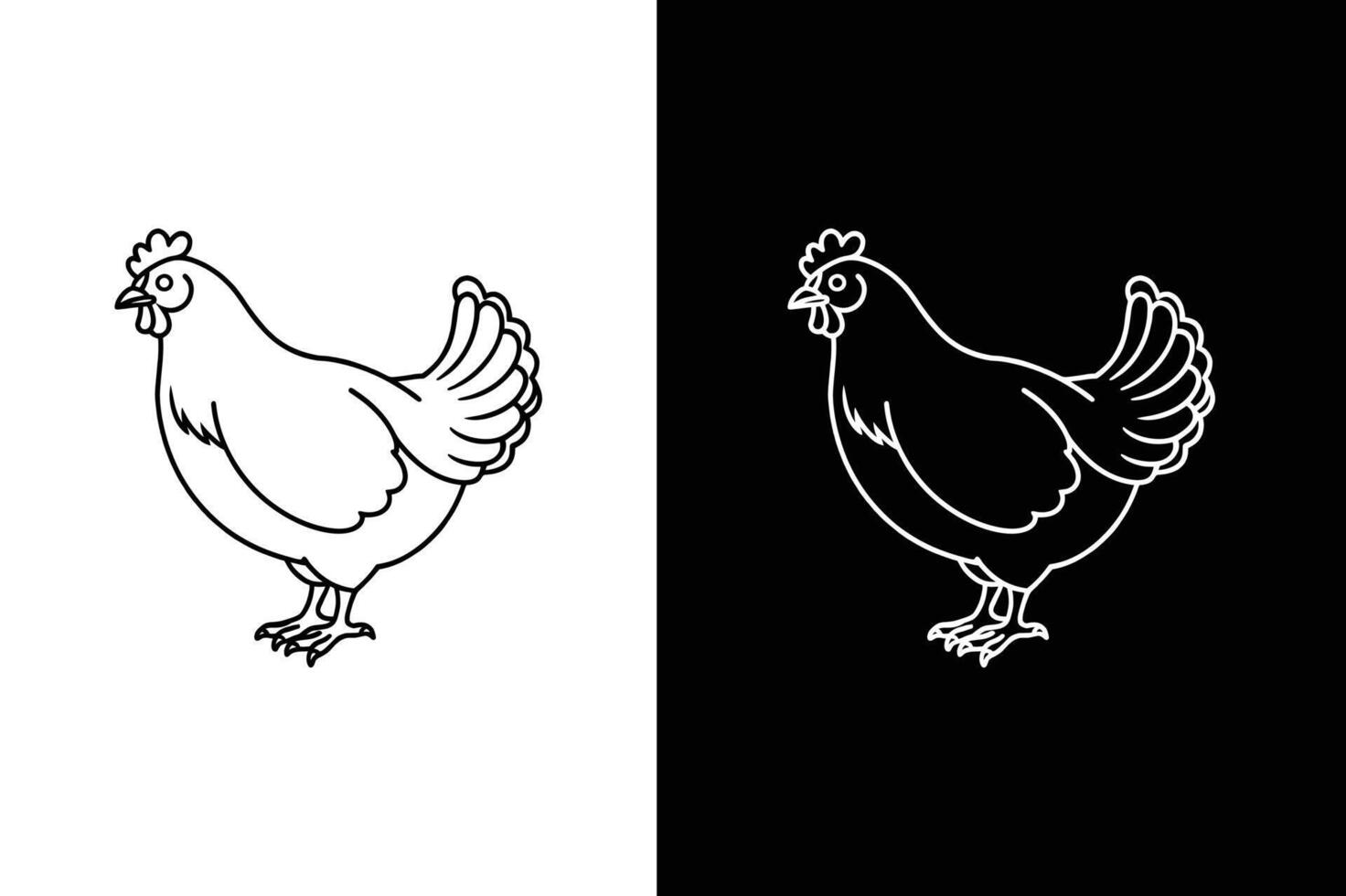 Minimalist Chicken Line Art. Flat Hen Icon for Graphic Design vector