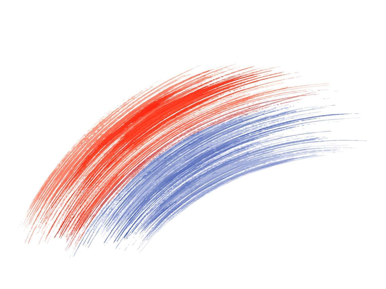 Abstract Brush Stroke in Red and Blue colors. Two color stain. National flags. Aquarelle texture. Celebration ornate for greeting. Watercolor illustration of geometric wavy element vector
