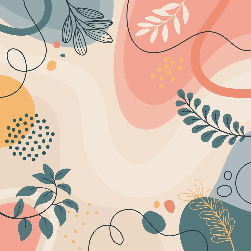 Hand drawn banners with spring leaves. vector