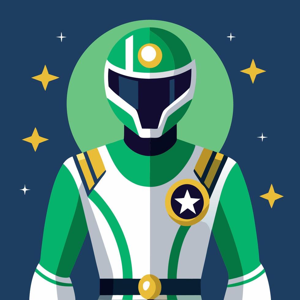 A green ranger with stars on his chest vector