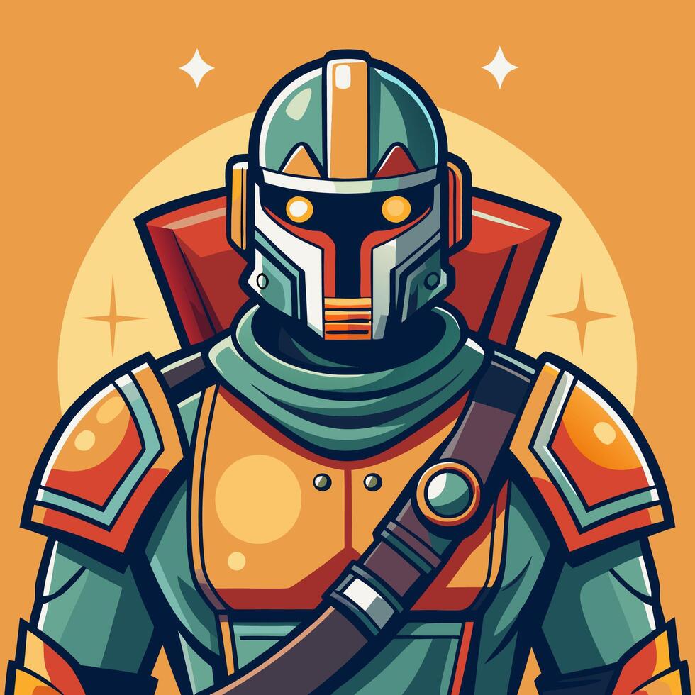 A cartoon character with a helmet and armor vector