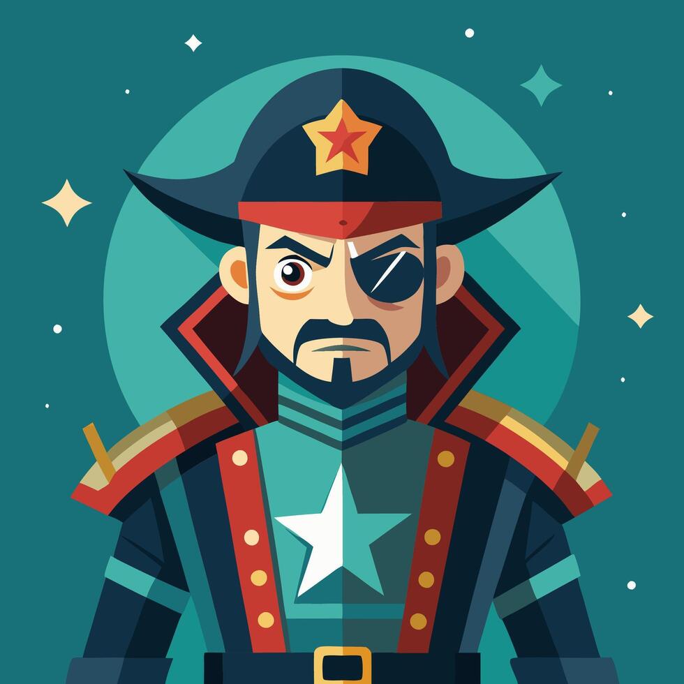 Pirate captain flat design illustration vector