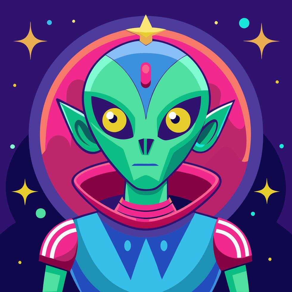 An alien with a green and pink costume vector